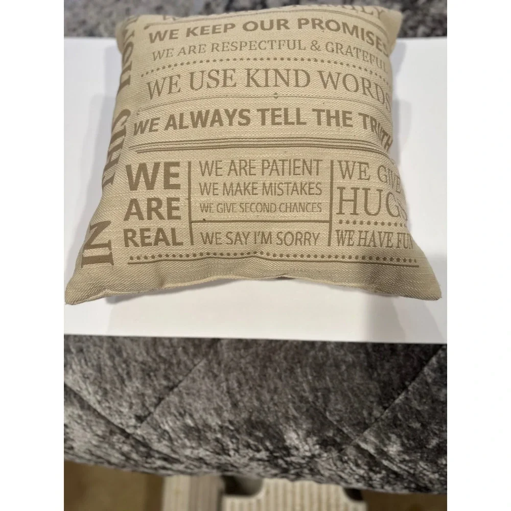 'In This Home Family Rules' Pillow Small Beige Great condition